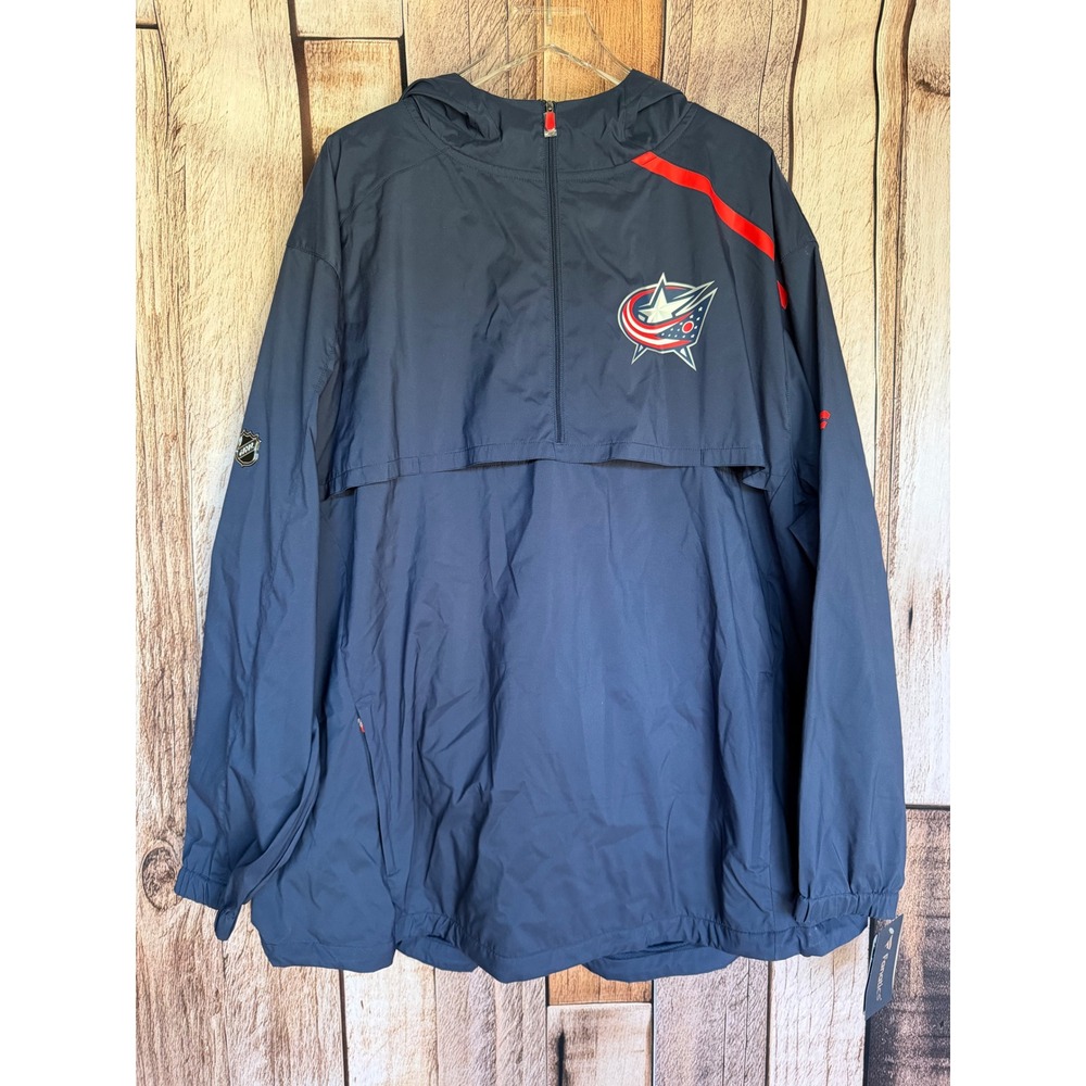 Fanatics Columbus Blue Jackets Windbreaker Pullover NHL Navy Jacket 3XL Size NWT